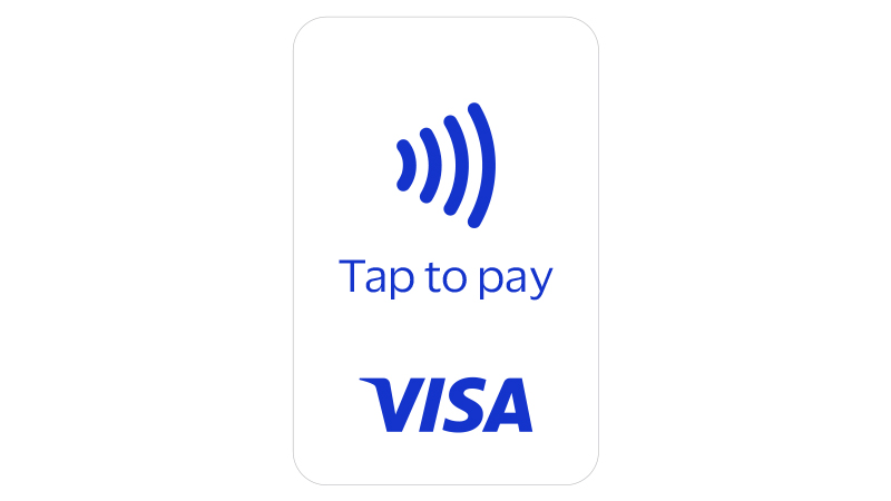 Tap to Pay Contactless Indicator icon with Visa Logo.